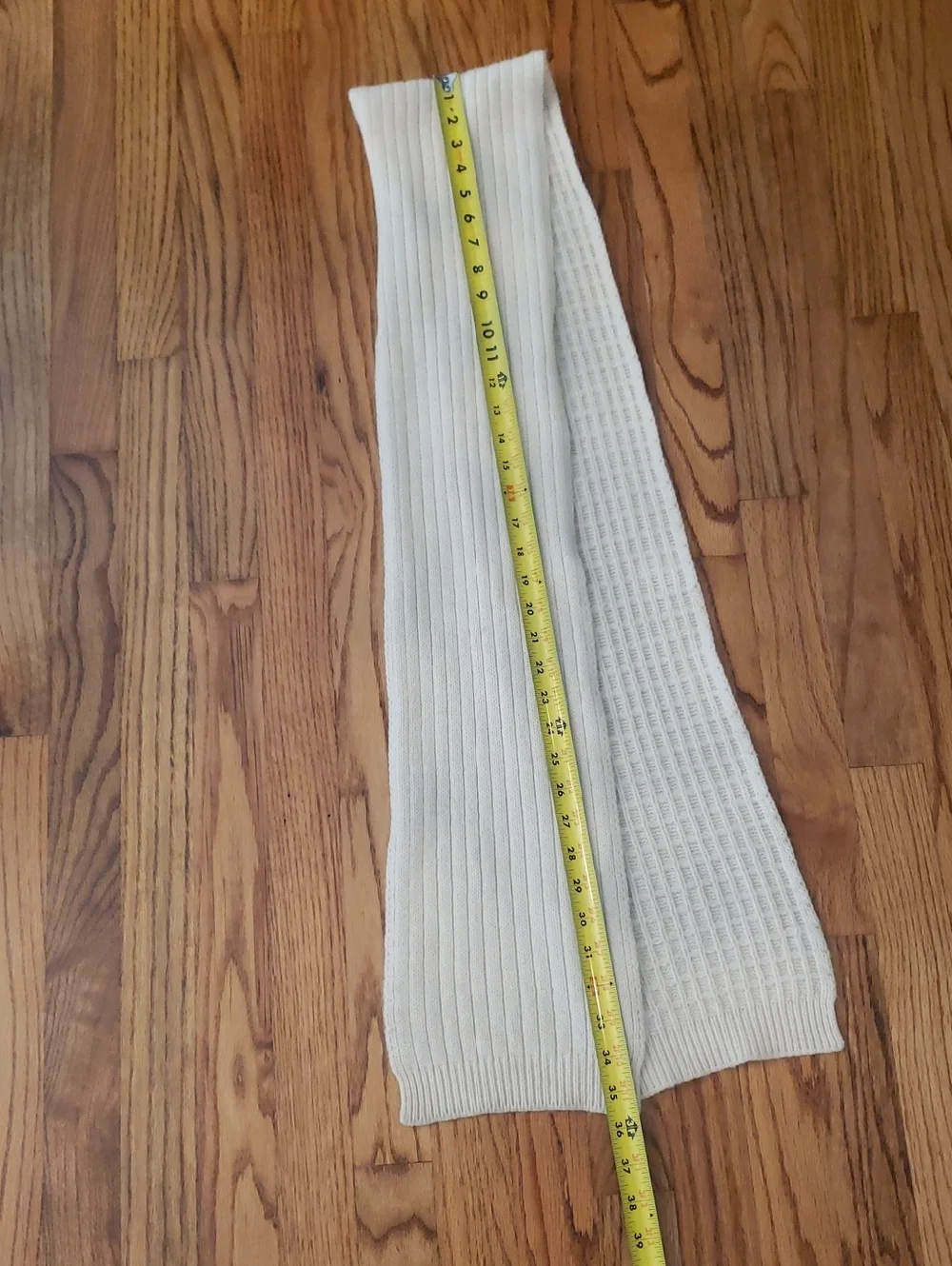 Cream Two-sided Weave  Knit Scarf - Waffle & Ribbed